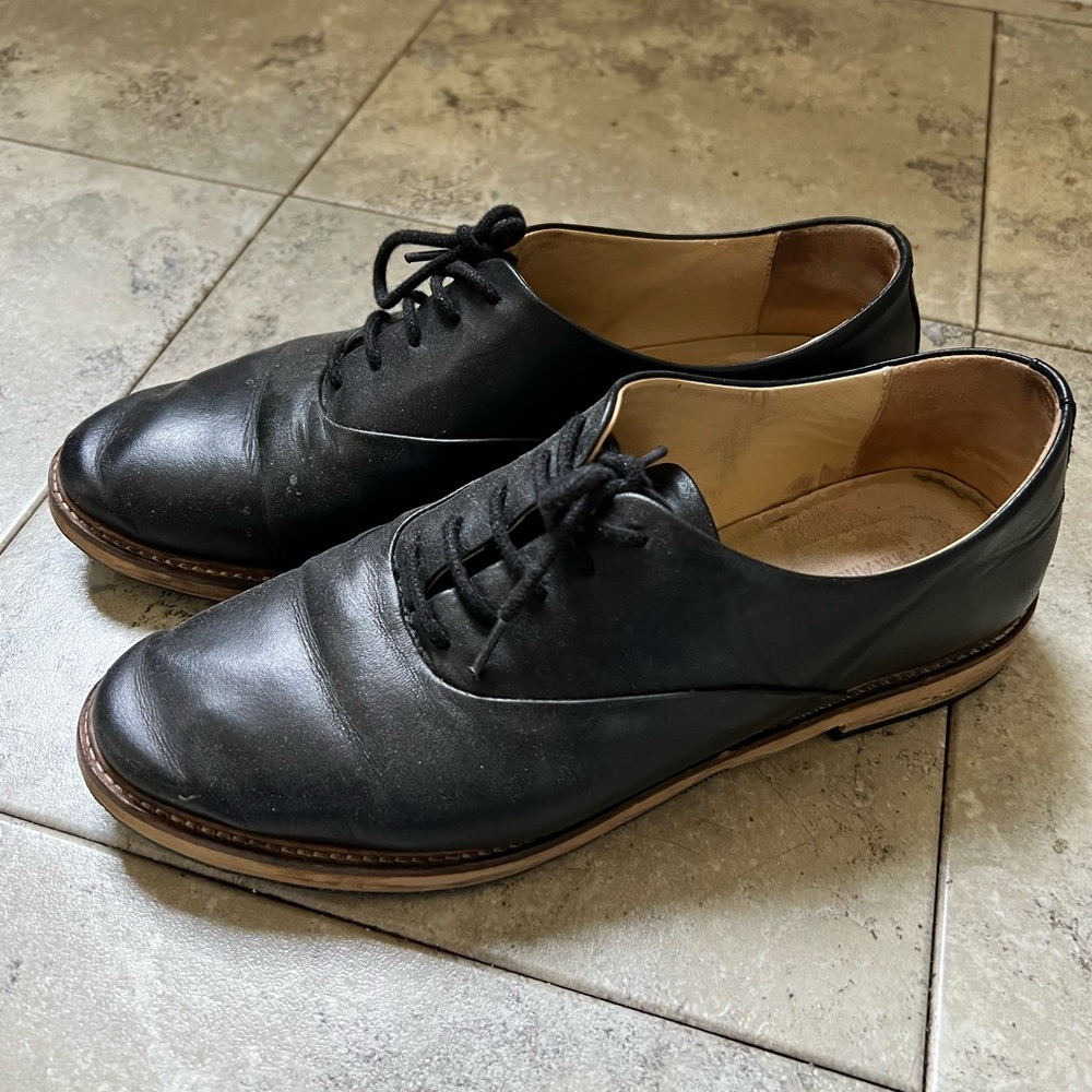 Frank & Oak Black Leather Women's Oxfords